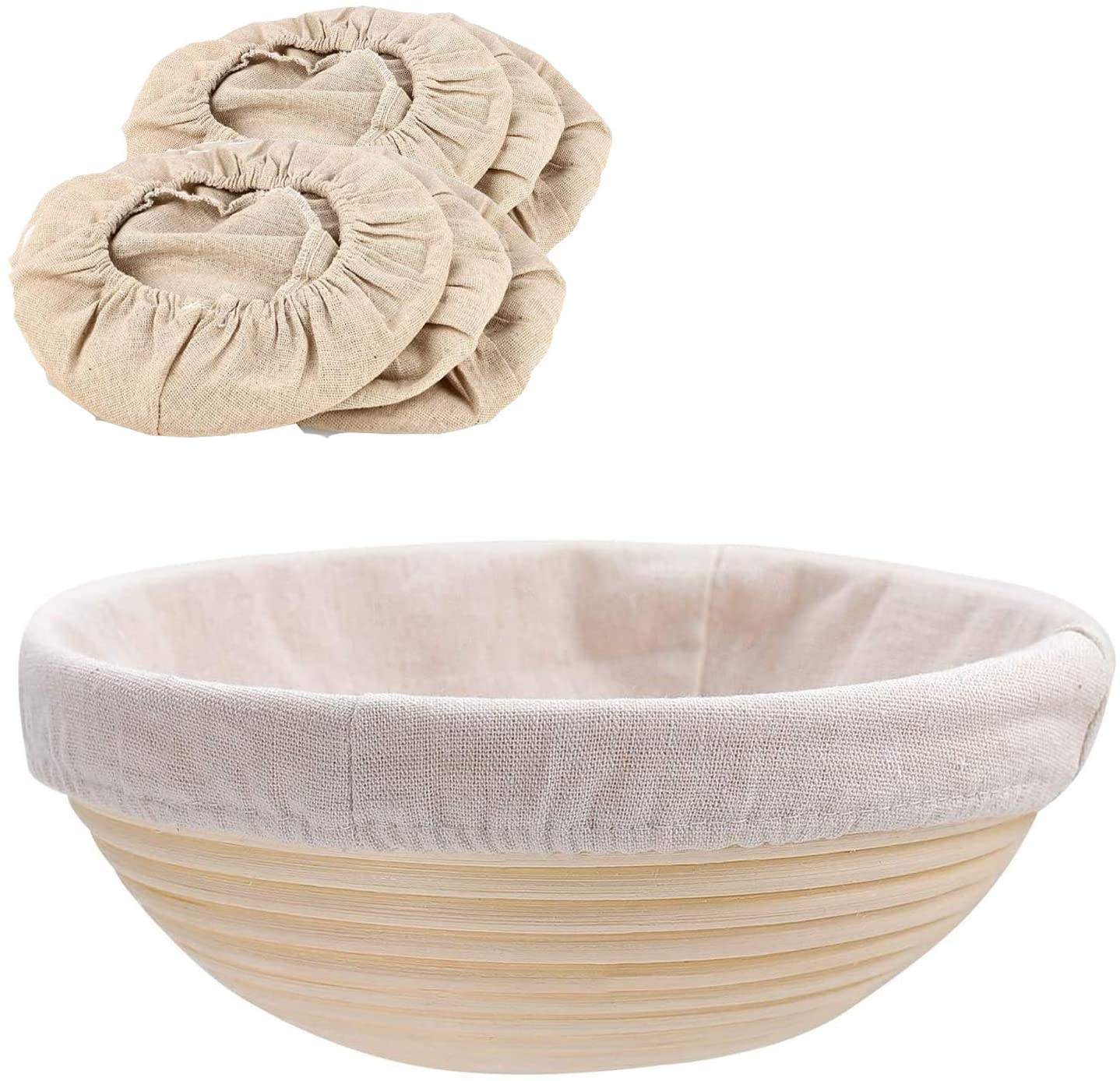 Venta al por mayor, cubierta de cuenco reutilizable para prueba de pan redondo de algodón, cubierta de cesta para hornear para platos
