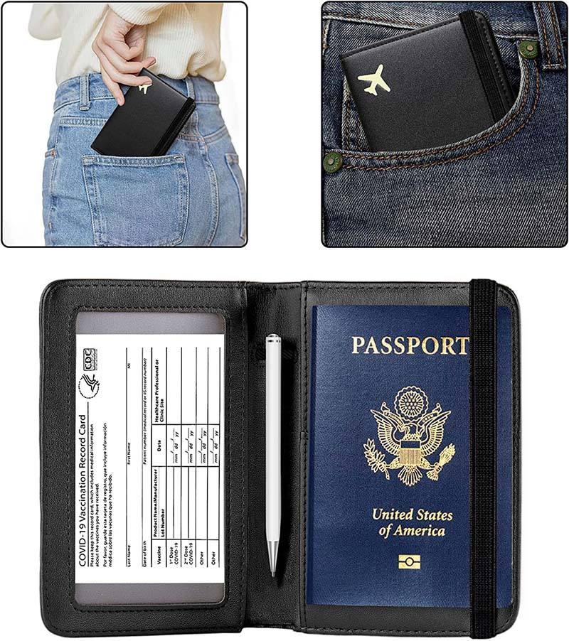 Tarjetero personalizado para pasaporte de viaje, funda para billetera, organizador de documentos con bloqueo rfid para hombres y mujeres