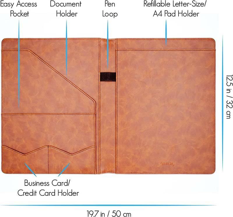 Carpeta de cartera de documentos de viaje con logotipo en relieve personalizado Carpeta de cuaderno Carpeta de piel sintética mate impermeable