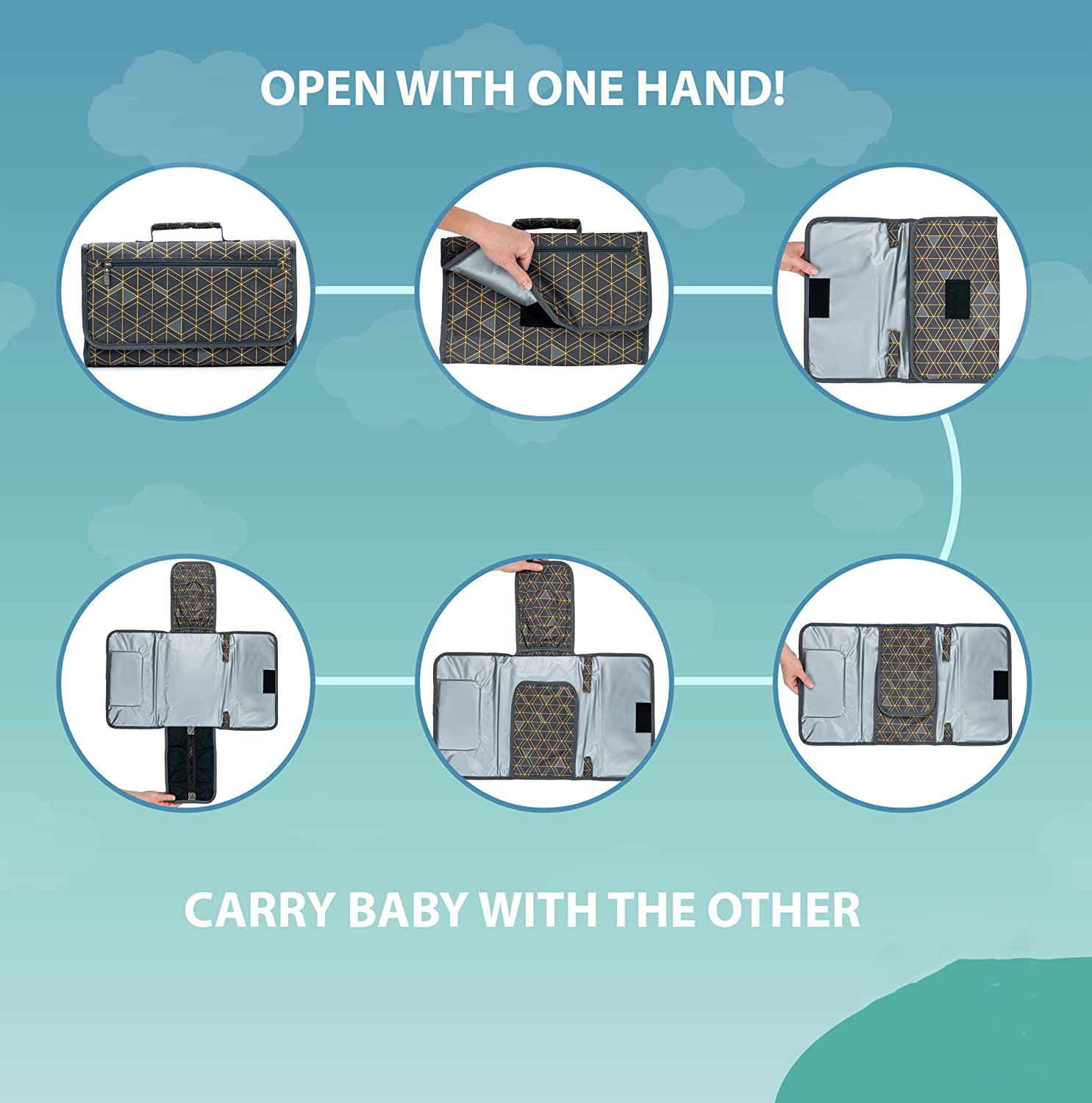 Portable Newborn Baby Essentials Unisex Baby Stuff Cambiador de pañales portátil con asa