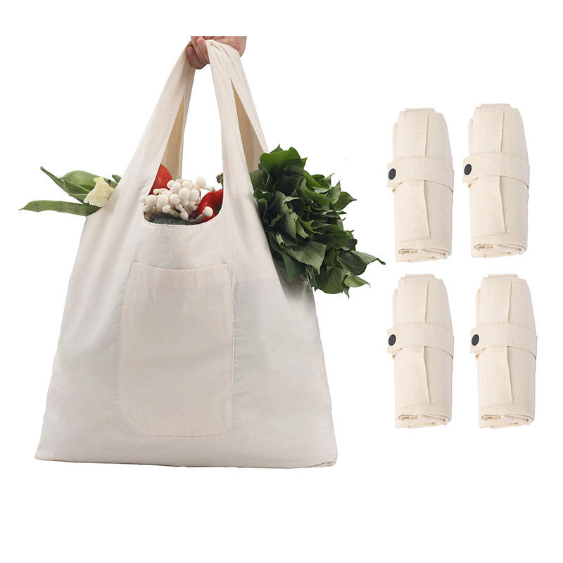 Bolso de compras en blanco reciclado ecológico Bolso de compras plegable de lona de algodón liso