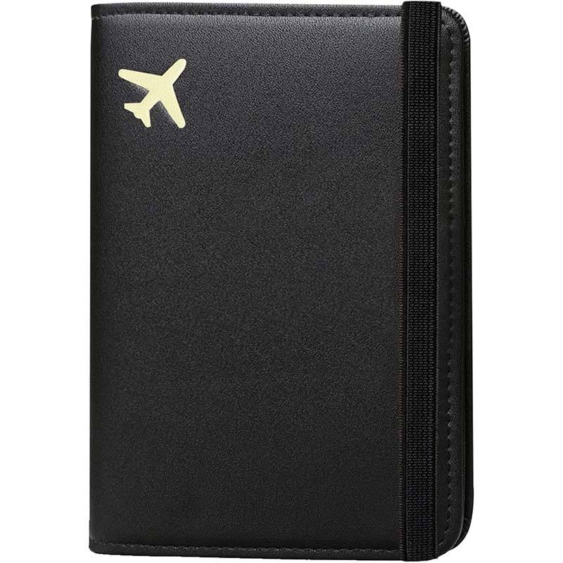 Porta pasaporte de cuero pu portátil multifuncional, organizador de documentos con logotipo personalizado, funda de billetera para tarjetas de viaje