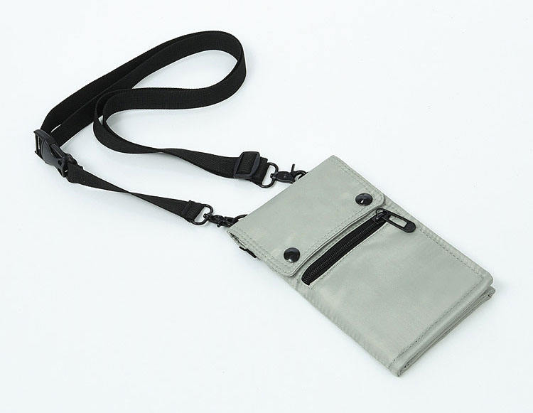 Portatarjetas de identificación con placa protegida RFID ligera, bolsa de viaje para el cuello, billetera de nailon, bolso bandolera para el cuello para hombres