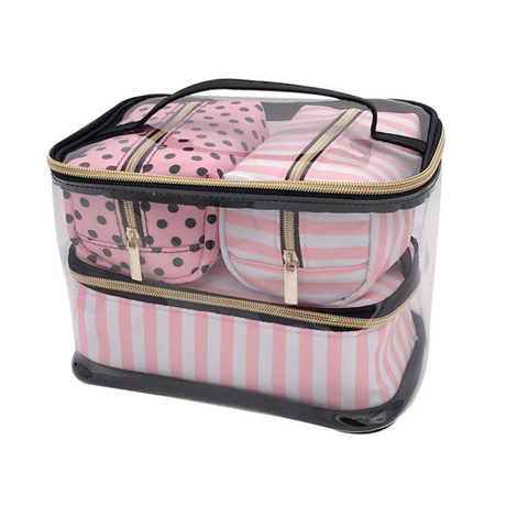 Bolsas de cosméticos, organizador de viaje, neceser, conjunto de almacenamiento de maquillaje rosa, bolsa colgante