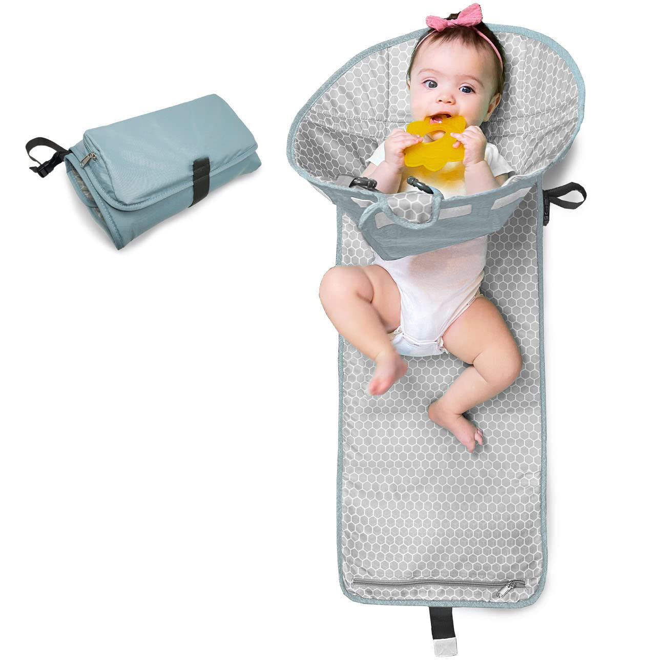 Nuevo diseño, bolsa de pañales plegable, cambiador de pañales, cambiador de bebé, almohadilla de viaje, embrague de pañales