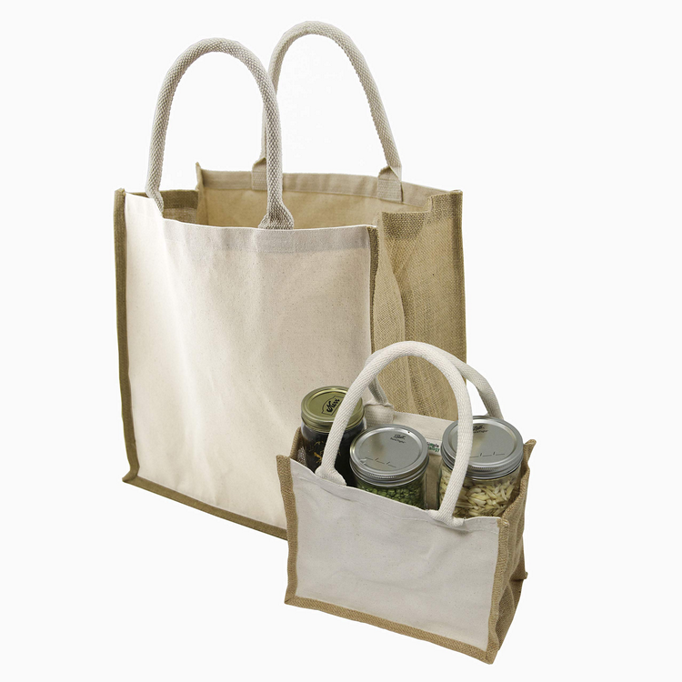 Bolso de compras reutilizable de lona personalizado, bolso de mano de yute, bolso de compras plegable de yute reciclado