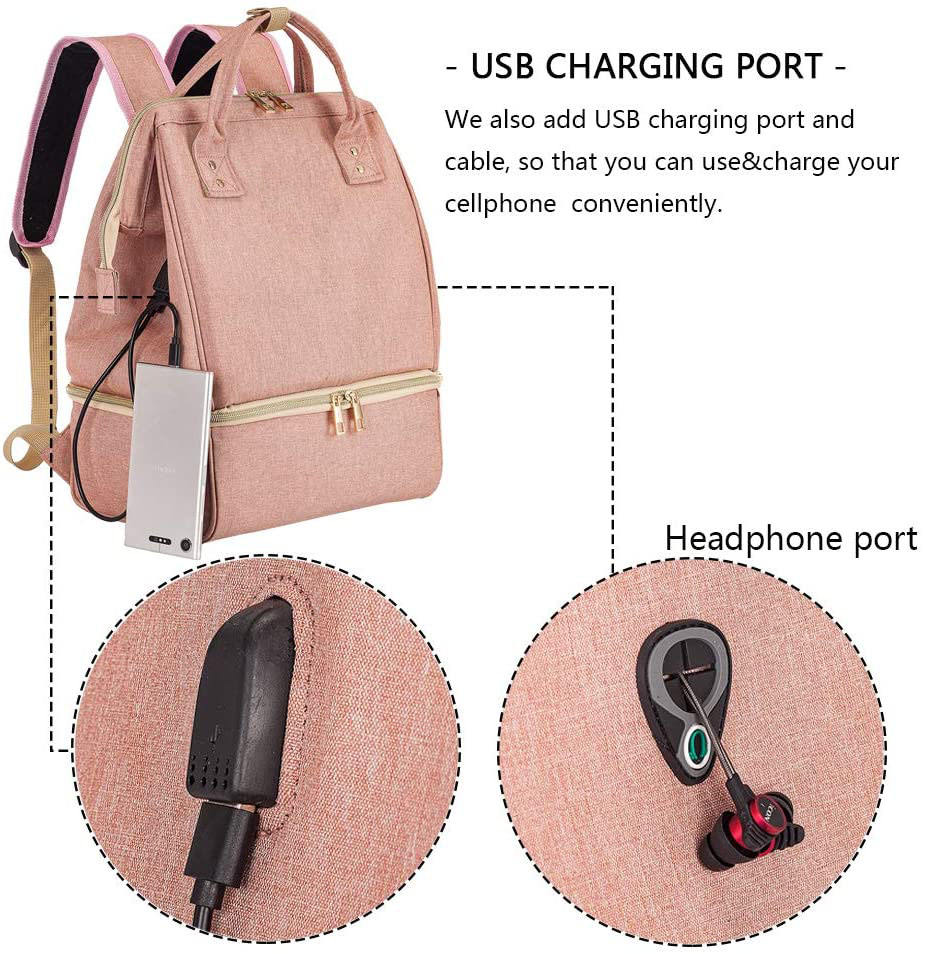 Bolsa de pañales para extractor de leche de doble capa para trabajo al aire libre, senderismo, bolsa de pañales para bebés, mochila, bolsa para biberones