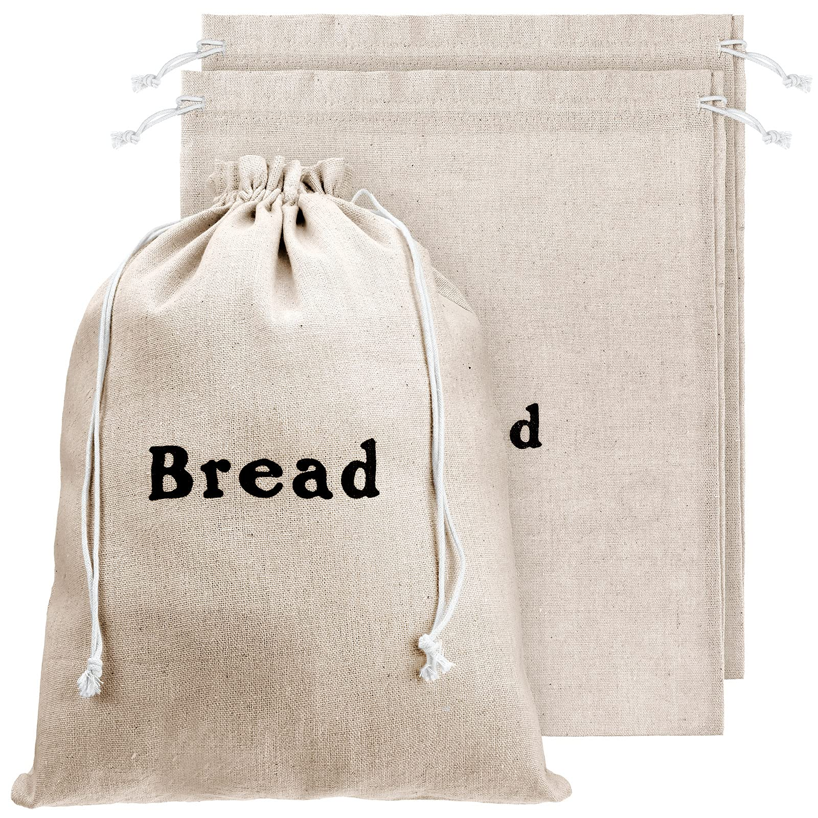 Venta al por mayor Bolsas de pan de lino Bolsas de pan con cordón reutilizables grandes Bolsas de almacenamiento de alimentos hechos a mano para panadería