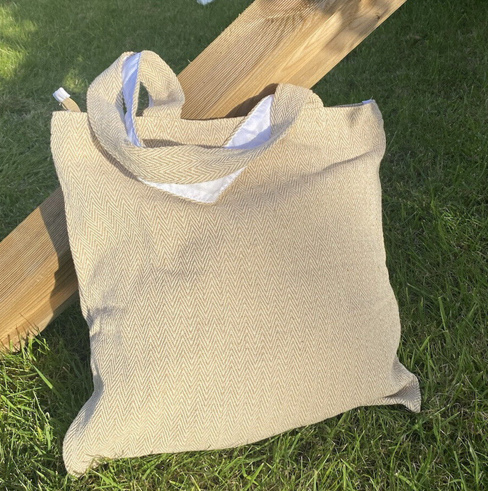 Logotipo personalizado, diseño orgánico ecológico, bolsas de lino para compras de viajes naturales, bolso de mano con estampado de arpillera