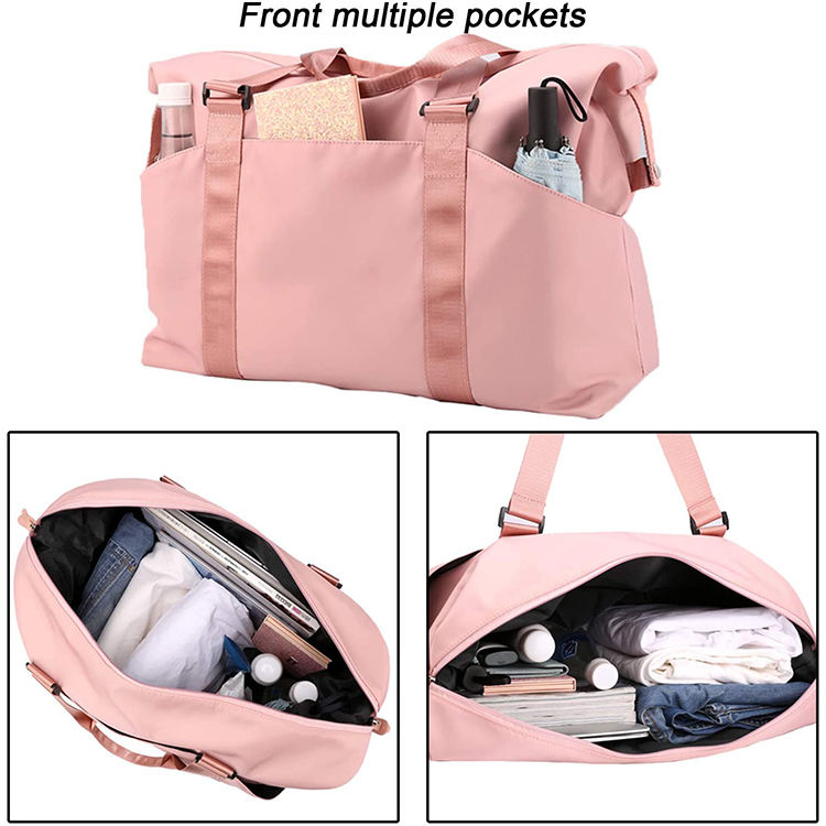 Weekender Girls Duffel Bags Tote Custom Sublimation Logo Travel Pink Duffle Bag para mujeres