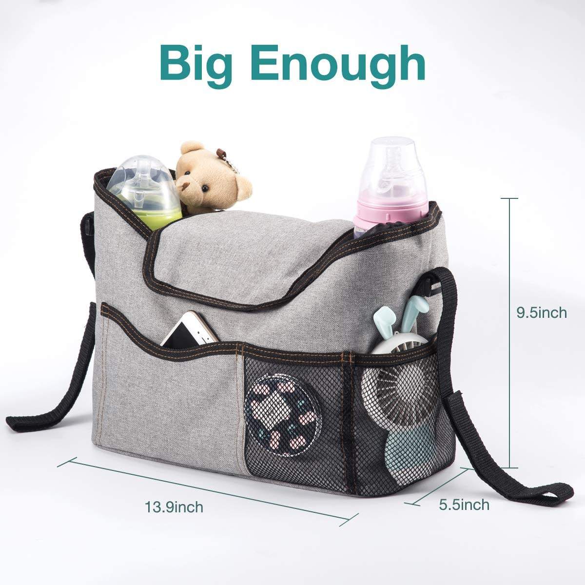 Bolsa de pañales de gran capacidad, cochecito portátil, productos para bebés, bolsa de almacenamiento, organizador de pañales de alimentación con portabotellas
