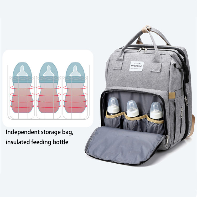 Mochila multifuncional para pañales de viaje para mujer, impermeable, portátil, plegable, para cuna, mochila para pañales