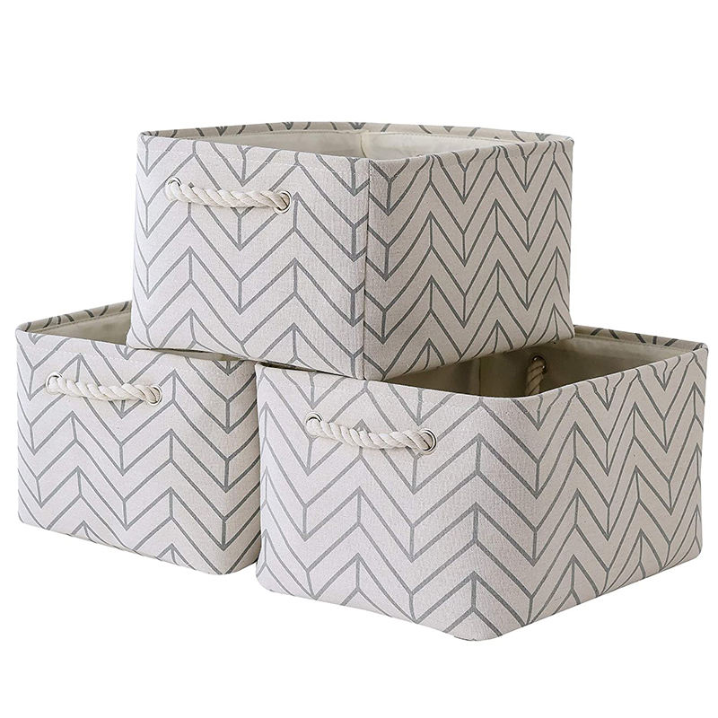 Cestas de almacenamiento de tela plegables personalizadas con asas de cuerda organizador de almacenamiento de cubo resistente plegable