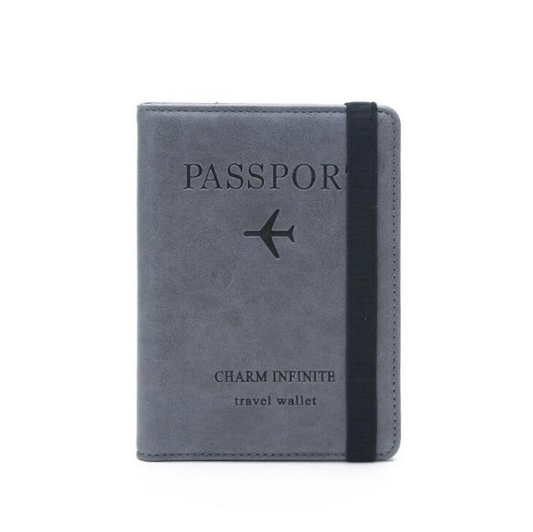 Cartera de viaje de cuero PU con porta pasaporte de vacunas en blanco Vintage almacenada, tarjetero RFID para hombres