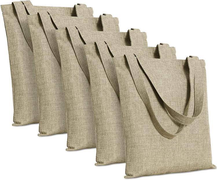 Bolso de mano de lino de regalo natural al por mayor con logotipo personalizado de algodón a prueba de olores, bolsas de compras impresas ecológicas