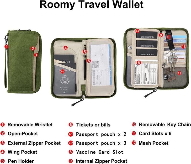 Portadocumentos portátil personalizado, billetera para documentos de viaje, pasaporte, seguro de viaje, tarjetero, billetera