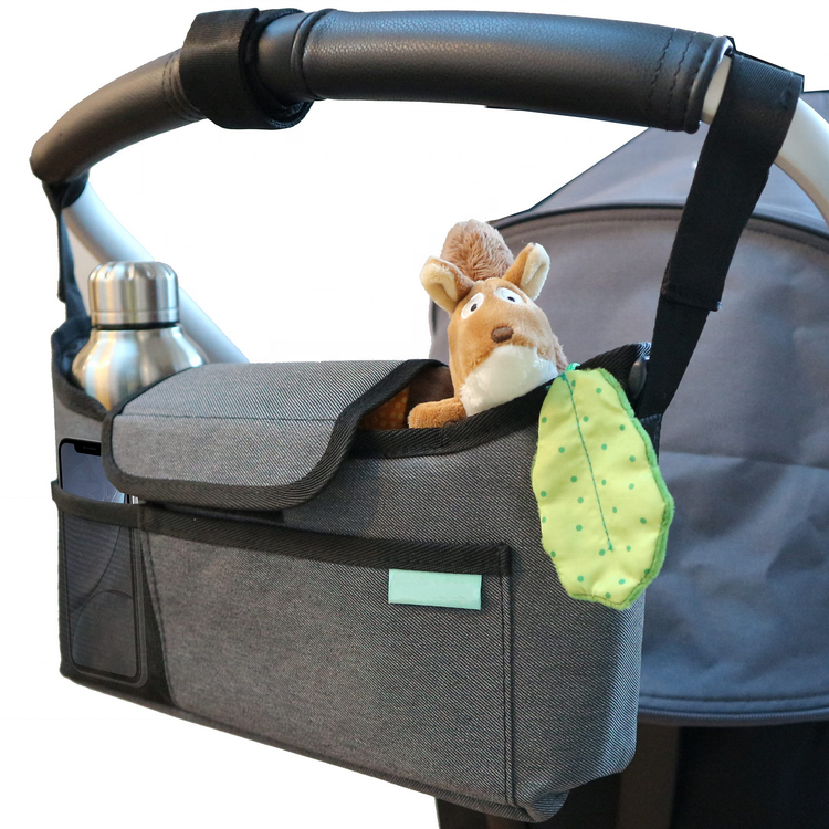 Organizador multifuncional para cochecito con portavasos térmico, accesorios para cochecito de bebé, bolsa de almacenamiento para botella, pañal de juguete