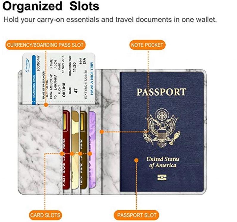 Titular de pasaporte de logotipo personalizado personalizado de alta calidad con cuero de PU