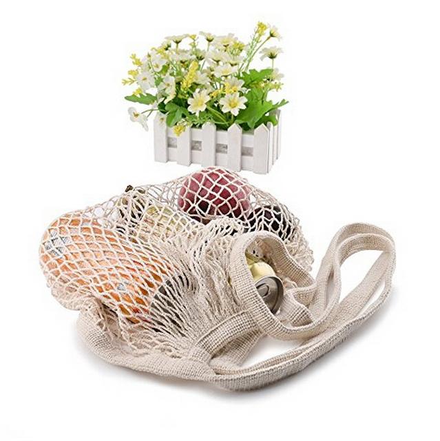 Organizador de bolsas de cuerdas de algodón reutilizables para compras, bolsa de productos de malla resistente